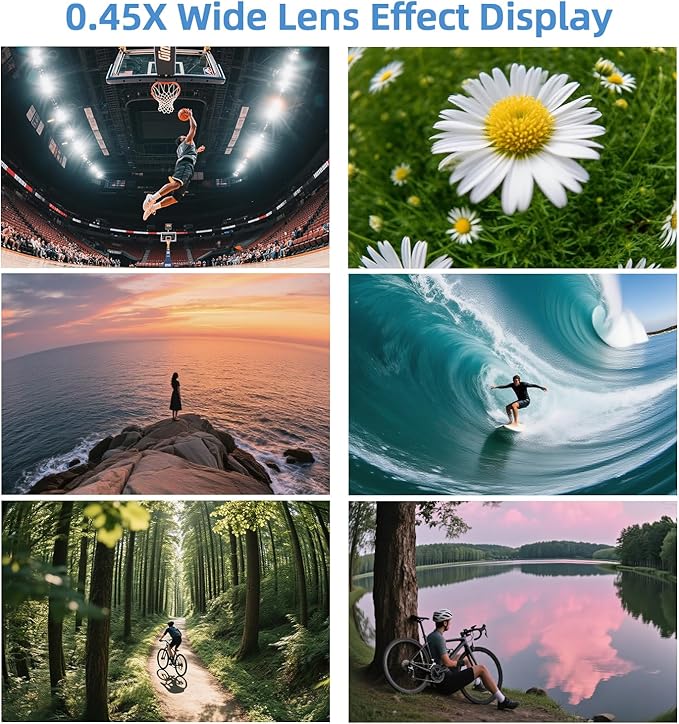 Phone Camera Lens 2 in 1 Phone Lens Kit, 0.45 Super Wide Angle Lens 15x Macro Lens, Wide Compatibility with Popular Smartphones, Tablets and Laptops of Various Brands