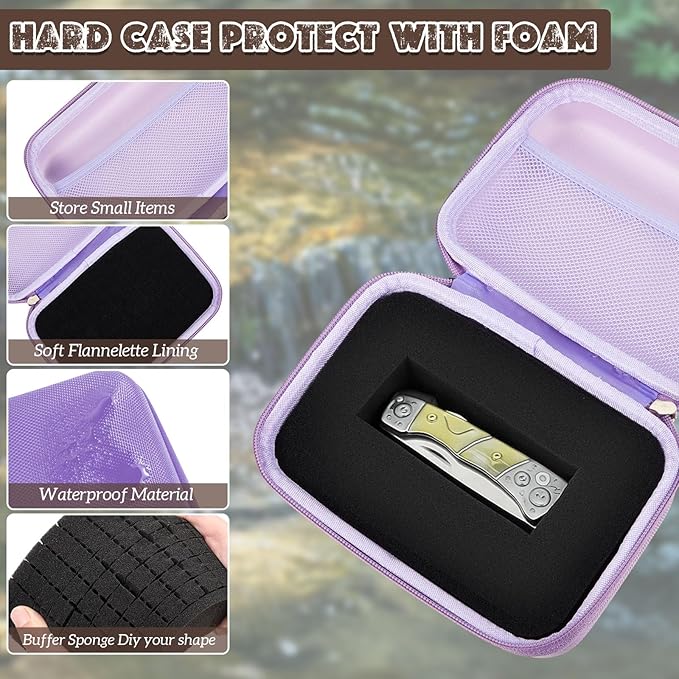 Relaxweex EVA Hard Case with Customizable Foam 13.5 x 9.8 x 5.5 Inch Protective EVA Carrying Case Shockproof Outdoor for Camera, Digital Products, Electronic Instruments with Knife, Purple