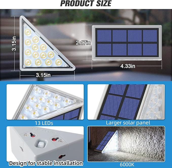 NIORSUN Solar Step Lights,12 Pack Cool White Solar Stair Lights Outdoor Waterproof IP67 Auto On Off,Solar Lights for Steps,Stair,Patio,Yard,Porch,Front Door,Sidewalk,Deck Decor