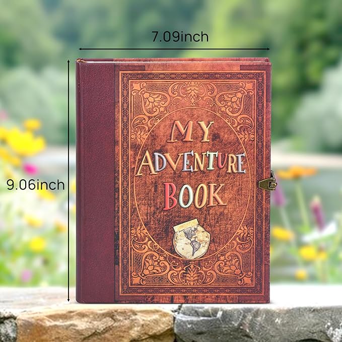 My Adventure Book Scrapbook – Retro-Style Embossed Photo Album with 124 Pages, DIY Memory Travel Journal for Couples, Anniversary, Wedding, and Valentine's Day Gifts(Retro Film Style)