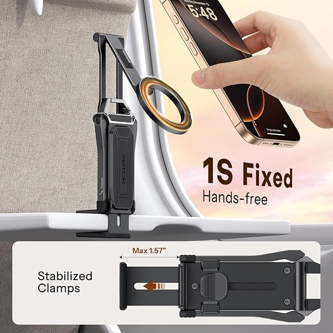 OMOTON [2 Pack] 360°Rotating for MagSafe Tripod, Adjustable Aluminum Magnetic Phone Tripod for iPhone 17/16/15/14 Pro Max Air, Foldable Cell Selfie Stick Fits Vlog, Gym, Travel Essentials