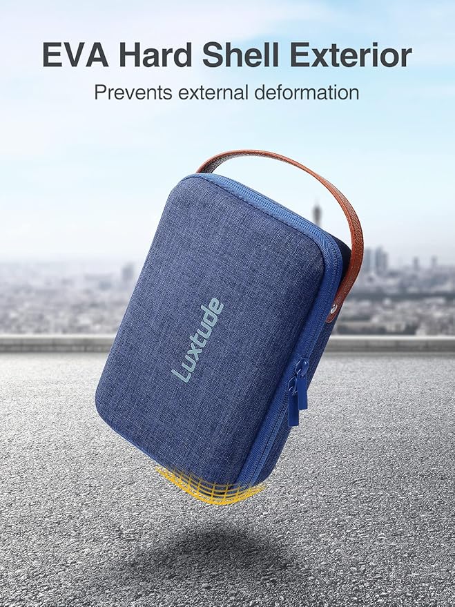 Luxtude Electronic Organizer Travel Case, Portable Tech Organizers, Hard Charger Organizer, Travel Cable Organizers, Tech Bag (Single-Layer, Blue, Small)