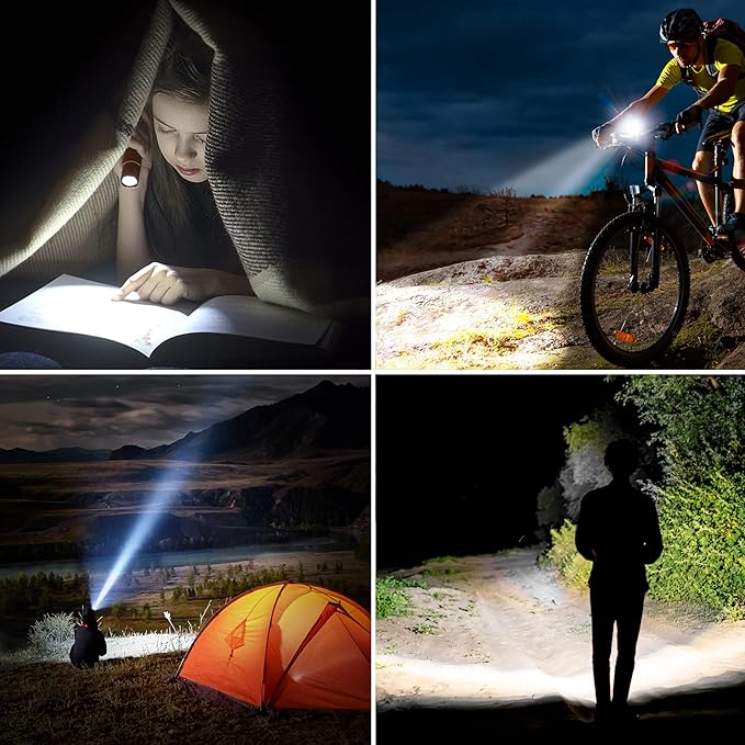 Blukar Flashlight Rechargeable, High Lumens Flashlight, Super Bright Small LED Flash Light- Zoomable, Adjustable Brightness, Long Lasting for Camping, Outdoors and Home Emergency-Brown