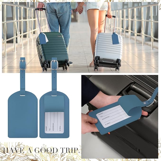 Amylove 48 Sets Leather Luggage Tags Bulk Wedding Favors Luggage Tags for Guests Bridal Gifts Wedding Bridal Shower Gift PU Leather with Name ID Card Tag for Guests