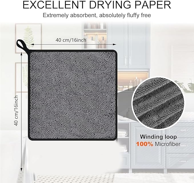 Shiny Wipes Cleaning Cloths,3pcs Drying Towels,Shower Doors Drying Towels,16 * 16in Streak Free Glass Window Car Mirror Super Absorben Microfiber Cleaning Cloths (3pcs Grey 16 * 16″)