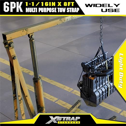 XSTRAP STANDARD 6PK 1" x8' Lift Sling Web Strap/Wear Guard End, 4,000 lbs Break Strength Lifting Straps with 2 Reinforced Loops for Tree Saver Lifting Furniture Appliances Machine