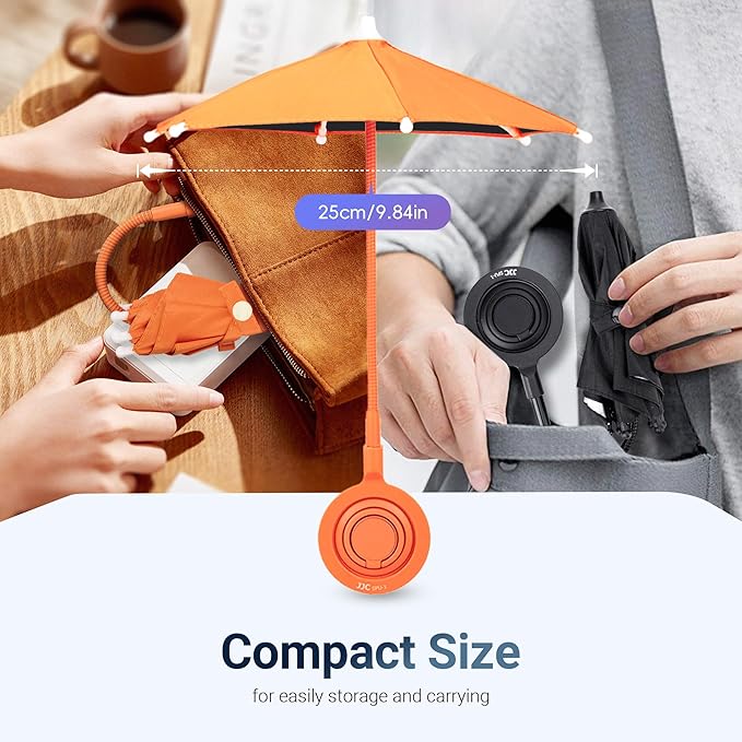UPF 45+ Magnetic Phone Umbrella with Black Anti-UV Coating, Upgrade UV Cellphone Umbrella with Bendable & Phone Ring Design for Outdoor Beach Tiktok Video Watching Anti-Glare Gaming Anti-Heating-Orange