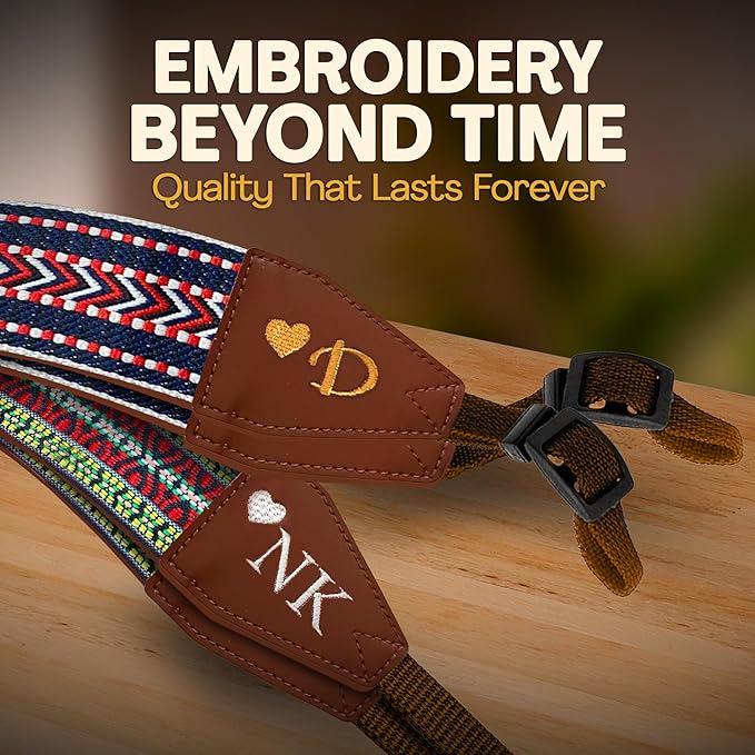 Art Tribute Camera Strap for All DSLR and Mirrorless Cameras. Add Your Name Or Initials Make It a Personalized Gift