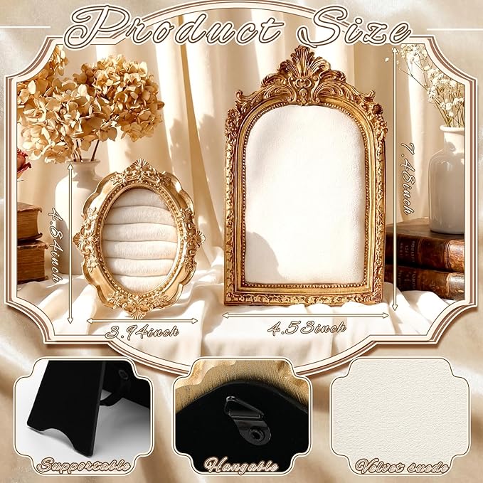 2 Pcs Vintage Ring Holder Jewelry Display Stand for Vendors Necklace Jewelry Organizer with Velvet Backing for Women Engagement Wedding Anniversary(Charming,White)