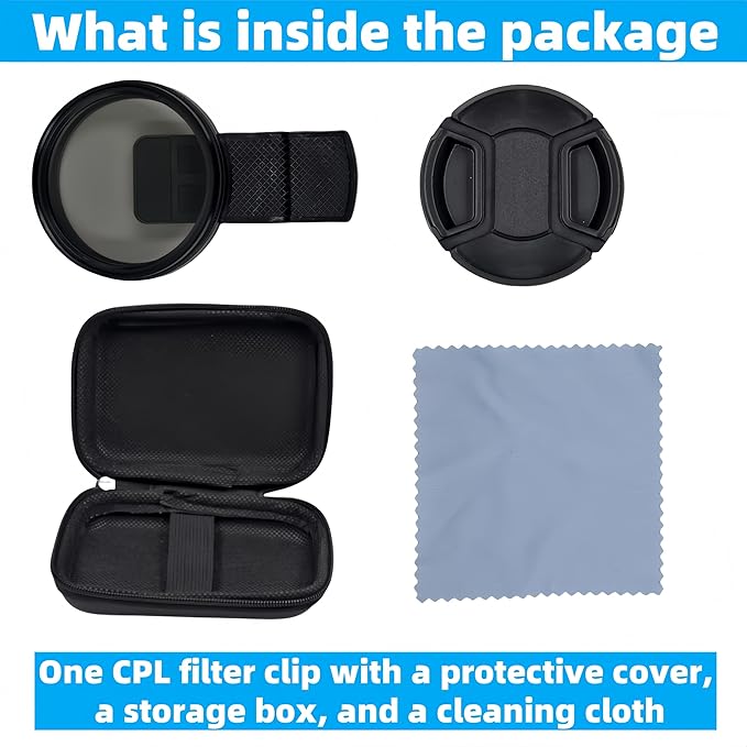 52mm Clip-on CPL Phone Camera Lens Filter, Universal Polarizing Filter with Clip Kit, Compatible with iPhoneSamsung/Android Smartphones