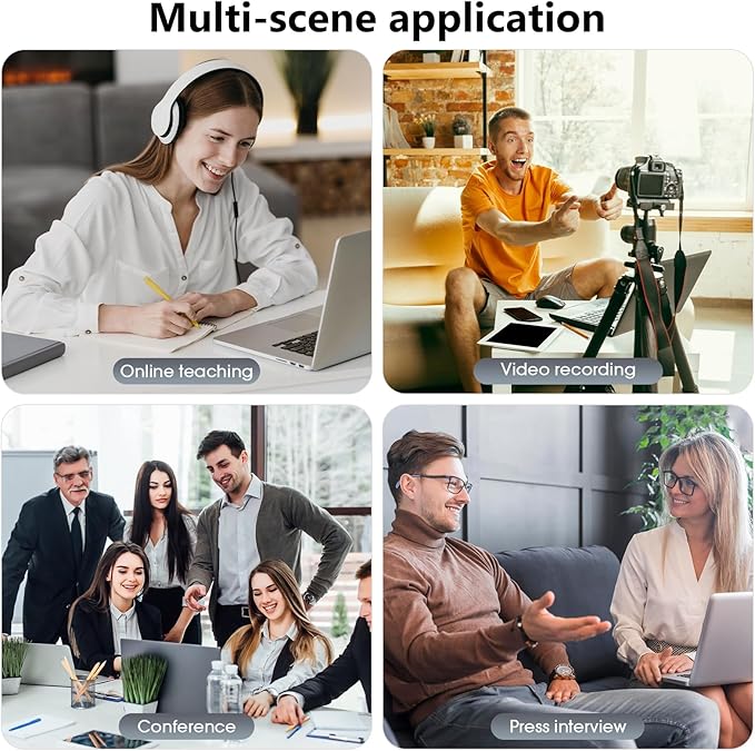 Wireless Lavalier Microphone for iPhone/Android Phones/Cameras/Computers - A 4-in-1 Portable lavalier Microphone Suitable for Video Recording, Audio Recording, vlogging, TikTok, etc., in Black