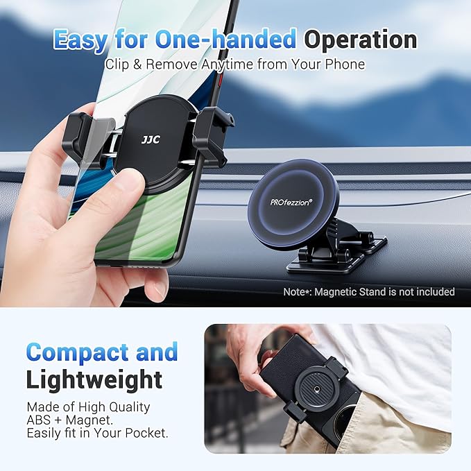JJC Phone Clamp Holder for Magnetic Car Mount Tripod Stand with MagSafe Function, Gym Magnetic Phone Clip for Metal Surface with 2 Cold Shoes & 1/4" Screw for iPhone Samsung Galaxy Google Pixel-White