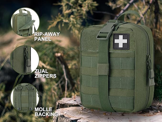 first aid kit bag empty Molle ifak pouch emt tactical medical pouch med rip away belt pouch small rescue tool pouches (OD)