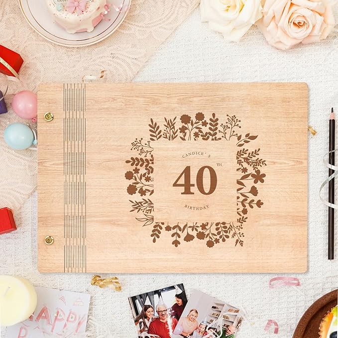 Custom Birthday Photo Album, Wooden Memory Photo Album, Birthday Guest Book Scrapbook to Capture Memories forever, Custom Gift