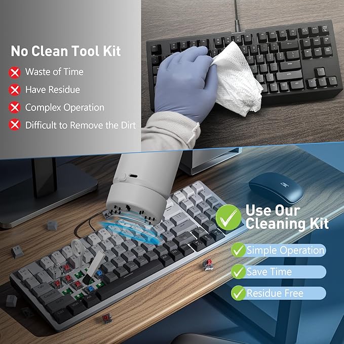 21-in-1 Keyboard Cleaning Kit with Mini Vacuum Cleaner Laptop Cleaning Kit Electronic Cleaner Brush Tool Kit Computer Keyboard Screen Cell Phone Cleaning Kit for Earbud PC Camera Cleaning Kit