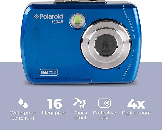 Polaroid IS048 Digital Camera - Small Lightweight Waterproof Instant Sharing 16 MP Digital Portable Handheld Action Camera (Red)