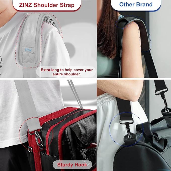 ZINZ 75" Shoulder Strap with Fixed Pad and Dual Balanced Buckles，Gray