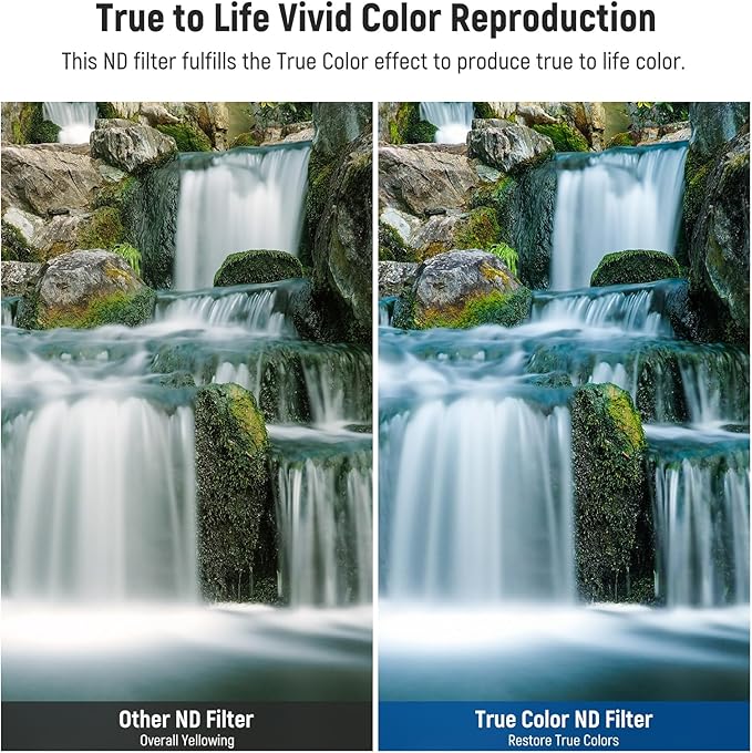 NEEWER 67mm True Color Variable ND2-ND400 Filter, Hard Stops Adjustable Neutral Density VND Filter with Multi Coated HD Optical Glass/Aluminum Frame/Water Repellent/Scratch Resistant
