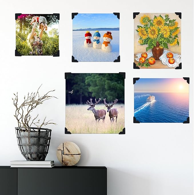 1200 Pcs Photo Corners Self Adhesive Black Picture Corners for Scrapbooking Stamping Supplies DIY Scrapbook Stickers Album Diary Personal Journal Diary Organizer Memory Book Picture Frames