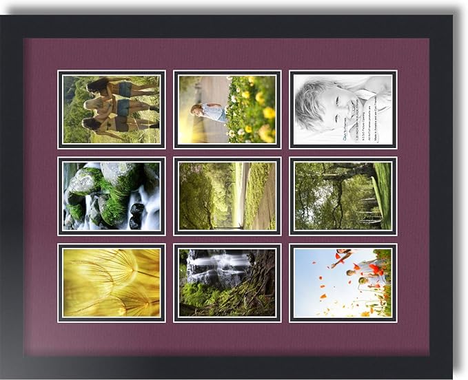Art to Frames Double-Multimat-1045-815/89-FRBW26079 Collage Photo Frame Double Mat with 9-3.5x5 Openings and Satin Black Frame