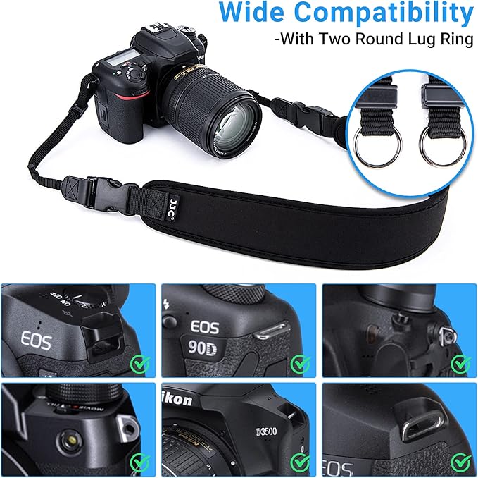 DSLR Camera Neck Strap, Soft Neoprene Shoulder Belt for Canon EOS R5 R6 5D Mark IV 6D Mark II SL3 SL2 T8i T7 T7i 90D 80D Nikon D6 D5 DF D850 D810 D780 D7500 D5600 D3500 Sony A1 A99II,etc