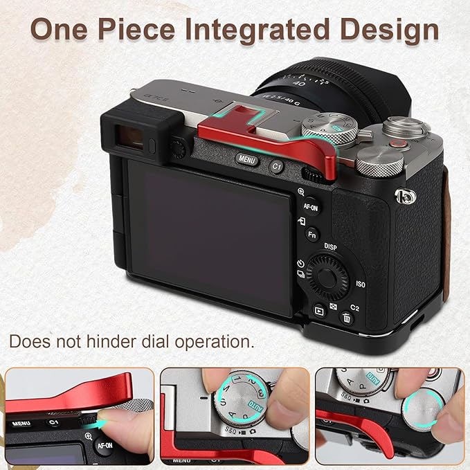 Haoge Thumb Hand Grip for Sony α7Cii A7CR Camera Accessories Red Metal Hot Shoe Thumb Up Rest Hand Grip THB-S7CR-R