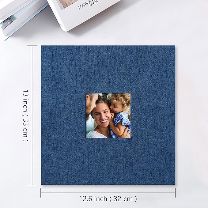 Vienrose Large Photo Album Self Adhesive for 4x6 8x10 10x12 Pictures Linen Scrapbook Album DIY 40 Blank Pages with A Metallic Pen