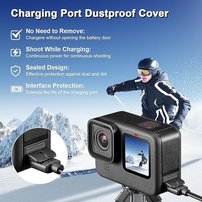 Replacement Battery Door Cover Compatible with GoPro Hero 13/12/11/10/9 Black Cameras, Dustproof Side Door Camera Accessories Repair Part
