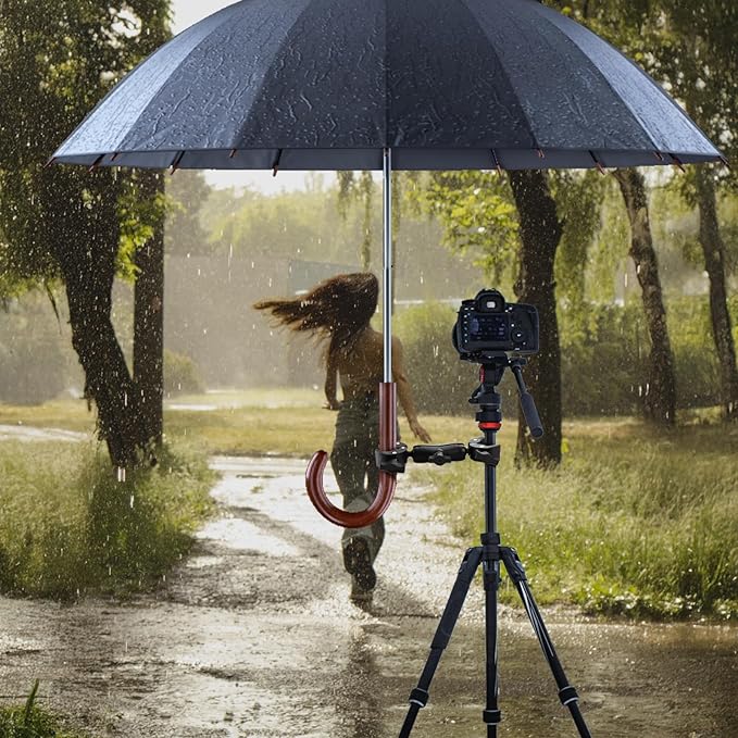 Foraineam Double Mount Camera Clamp Bracket, Umbrella Mount Motorcycle Bike Handlebar Clamps, Super Clamp Monitor Magic Arm, Crab Plier Clip for Desktop, Wagon, Selfie Stick, Photo Studio Light Stand
