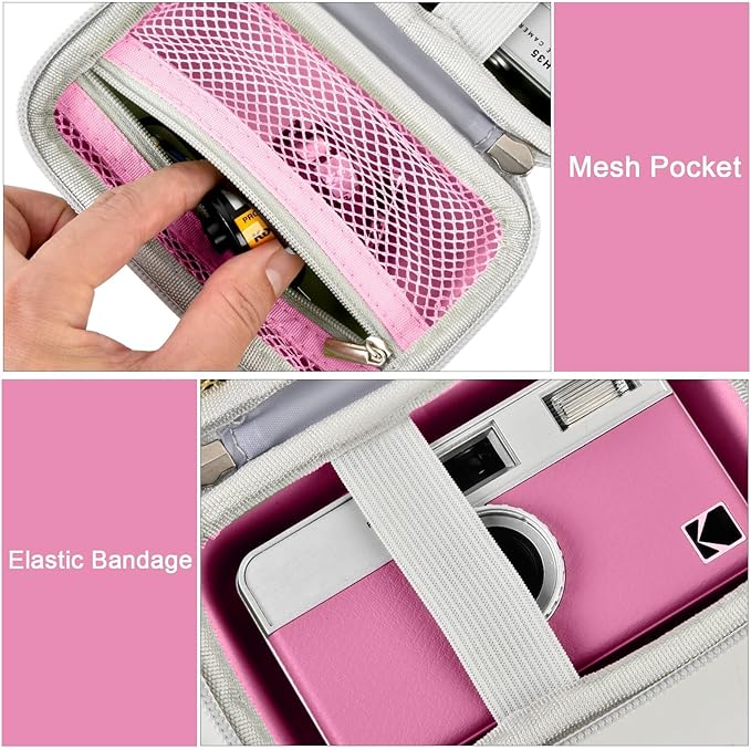 Grapsa Digital Camera Case Compatible with KODAK EKTAR H35 H35N Half Frame Film Camera, Storage Holder Organizer for Kodak Ultra F9 M35 M38 Paper Shoot kamera, 35mm Film Rolls (Box Only) -Pink
