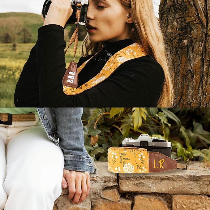 Art Tribute Camera Strap for All DSLR and Mirrorless Cameras. Add Your Name Or Initials Make It a Personalized Gift