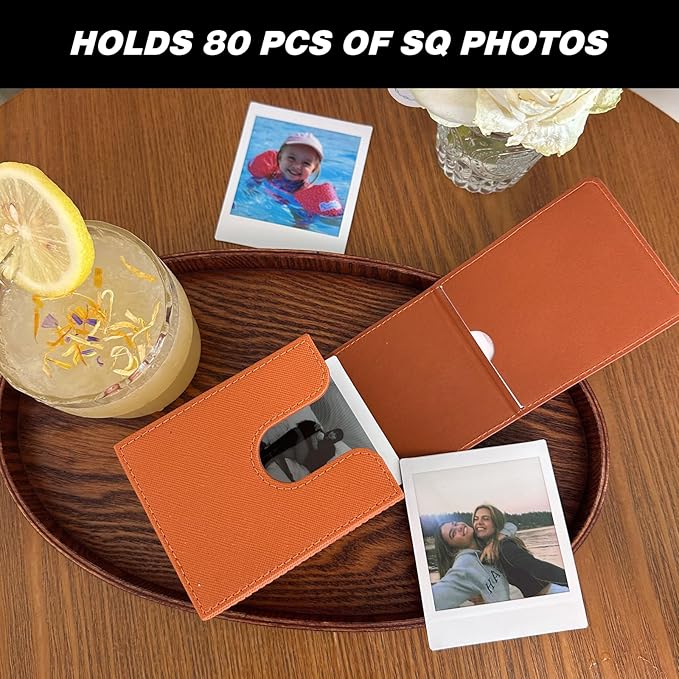 WOGOZAN Picture Holder Case for Fujifilm Instax Link Square SQ40 SQ1 SQ6 SQ10 SQ20 SP-3 Instant 2.9x3.4 Inches Film Camera Accessories Photo Pouch Protection Case Can Hold 80 Films (Only One)- Brown