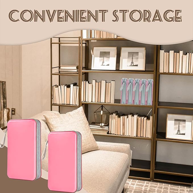 CD Case DVD Storage,100 Capacity DVD Cases Holder CD Storage Case Holders Plastic CD DVD Disc Case Storage Wallet Binder for Car Home Office Travel (1P Pink)
