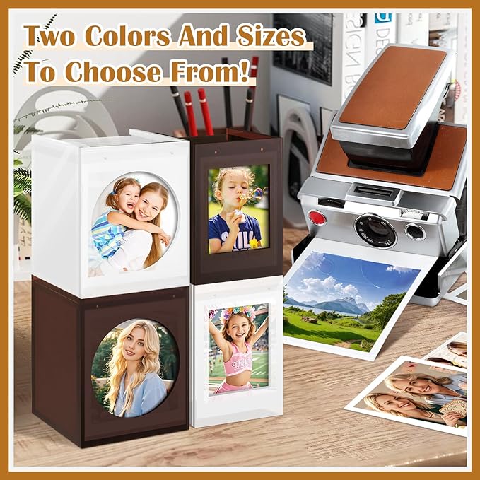DARCKLE Mini Polaroid Frame & Photo Storage Box,4.2’’x3.5’’ Instax Frame,With magnetic sliding cover for Polaroid i-Type/600/SX-70 Film/Instax Mini Film,Wedding Guest Book Alternative