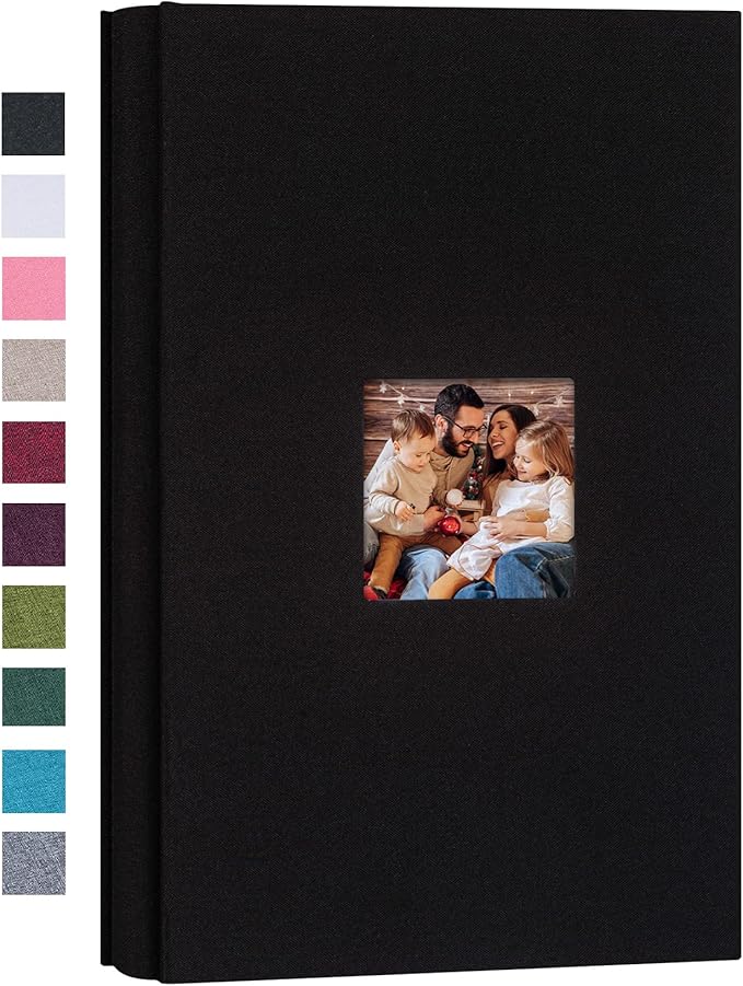 Mublalbum Small Photo Album 4x6 300 Photos Linen Cover Picture Book with Horizontal Pockets for Wedding Family Anniversary and Baby (Black)