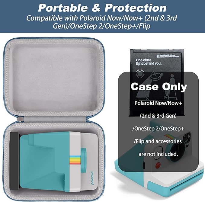 khanka Hard Carrying Case for Polaroid Now 3rd Gen I-Type,Now+ 3rd,Now 2nd,Now+ 2nd Gen,Flip,Originals Now I-Type,Originals Now+,I-2,OneStep+,OneStep 2 Instant Film Camera(Blue Zipper)