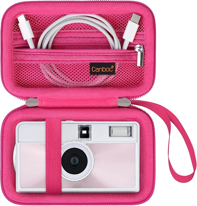 Canboc Carrying Case for KODAK EKTAR H35/ H35N/ KODAK Snapic A1 Film Camera, H35/ Snapic A1 Film Camera Bag, Zipper Mesh Pocket fits Film, Batteries, USB Cable, Rosered (Case Only)