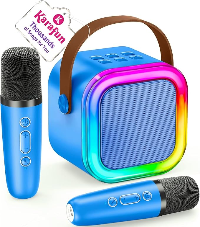 Mini Karaoke Machine for Kids, 2026 TOP Toys Birthday Gifts Ideas for Girls Ages 4, 5, 6, 7, 8, 9, 10, 12+ Years Old, Portable MP3 Player with 2 Wireless Mics for Family Home Party