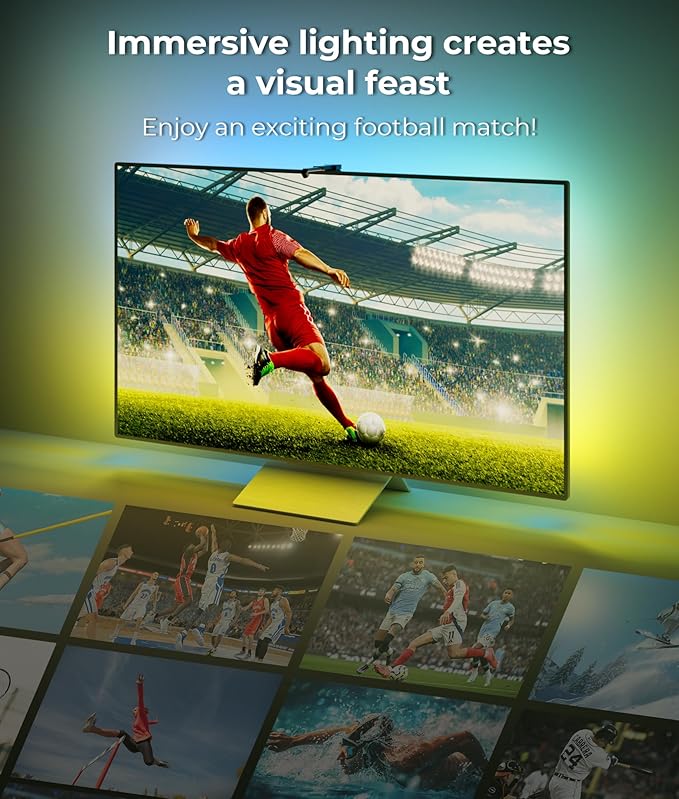 LED TV Backlight 11.5ft - TV Lights That Change with Screen for 55-65'' RGB LED Strip Lights Cuttable with Smart App Control Game & Music Sync Color Changing Light for Holiday Decor