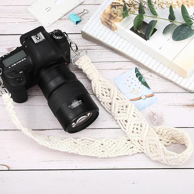 Weewooday Camera Strap for Photographers Cotton Woven Universal Neck Shoulder Camera Strap for DSLR SLR(31.5 x 1.5 Inches,White)
