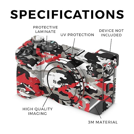 Camera Skin Compatible with Sony Alpha 7CR Camera (2023) - Red Camo - Premium 3M Vinyl Protective Wrap Decal Cover - Easy to Apply | Crafted in The USA by MightySkins