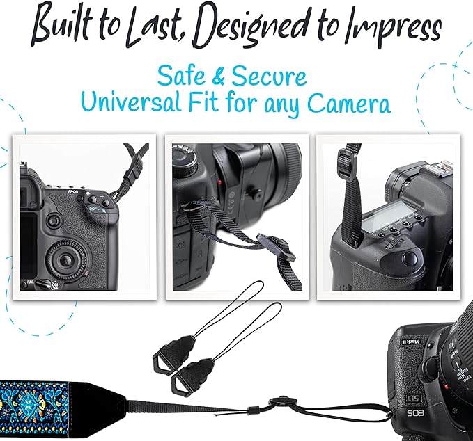 Art Tribute Camera Strap for All DSLR and Mirrorless Cameras. Add Your Name Or Initials Make It a Personalized Gift