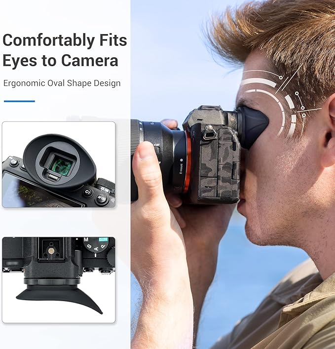 JJC Camera Viewfinder Eyecup Eyepiece for Sony A7R V A7R5 A7 IV A7M4 A7S III A7SIII A7S3 A1 Alpha 1 Replaces Sony FDA-EP19 Eye Cup, Oval Shape Soft Silicone and 360° Rotatable Design