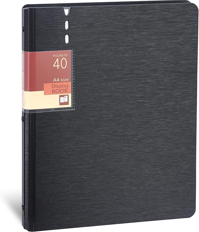 WORPSON Presentation Binder 40-Pocket, Displays 80 Pages, 9x12 inch with Plastic Sleeves, Portfolio Organizer for Documents, Certificates, Artwork, Photos, Clear Sheet Protectors (Black, 1 Pack)