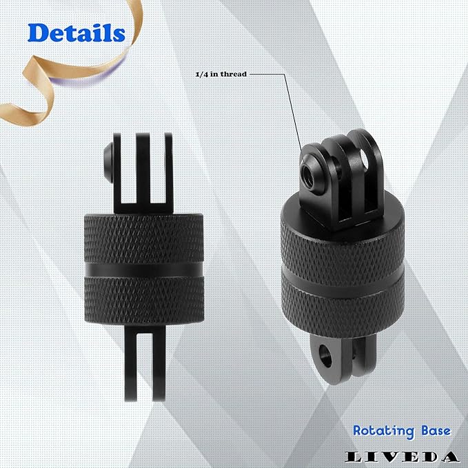 360 Degree Rotation Tripod Mount Adapter, Aluminum 1/4 inch 20 Camera Mount Adapter Compatible with GoPro 13/12 Black,Hero10/ 9/8/ 7/6/ 5/ Series,DJI, XiaoYi and Other Standard 1/4 Accessories