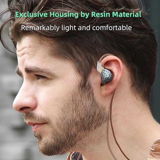 YINYOO Easy KZ ZST Hybrid Banlance Armature with Dynamic in-Ear Earphone 1BA+1DD HiFi Headset Wired Earbuds IEM Headphones Gaming Earbuds (ZST no mic)