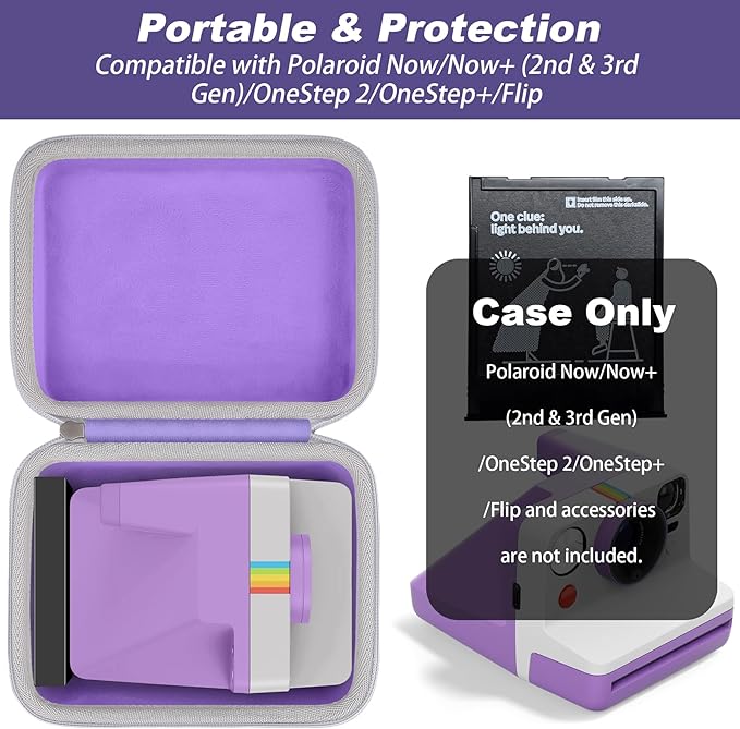 khanka Hard Carrying Case for Polaroid Now 3rd Gen I-Type,Now+ 3rd,Now 2nd,Now+ 2nd Gen,Flip,Originals Now I-Type,Originals Now+,I-2,OneStep+,OneStep 2 Instant Film Camera(Purple Case)