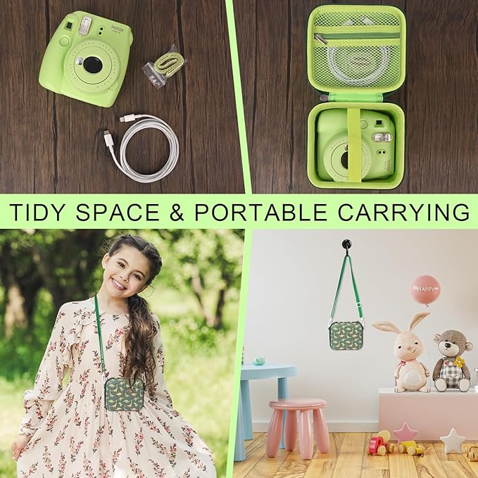 Kids Instant Print Camera Case Compatible with Fujifilm Instax Mini 12 Dylanto/Gofunly/DUDUDRAGON/ESOXOFFORE Kids Camera, Prints Paper Water Color Pen Storage Case Birthday Gift