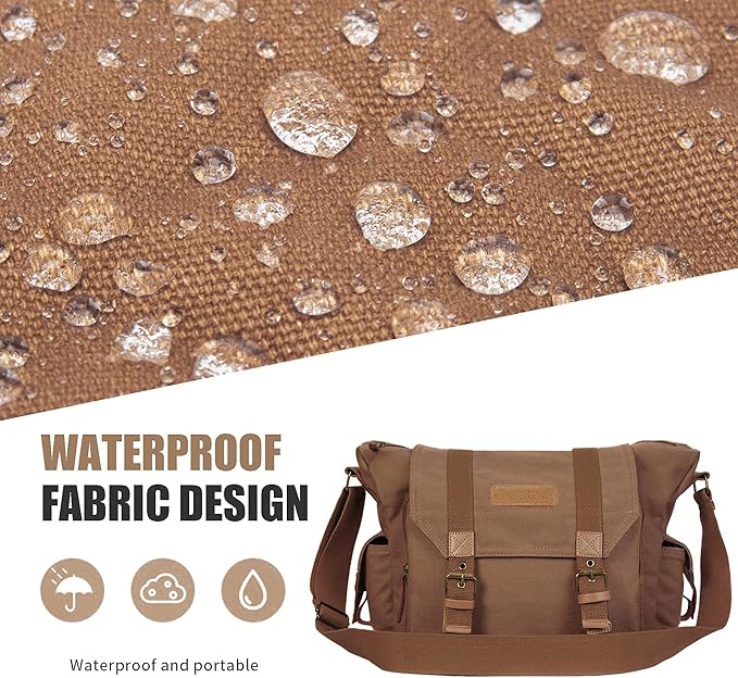 Cwatcun Camera Case Canvas Shoulder Bag with detachable insert Case Shockproof Camera Messenger Bag for Canon Sony Nikon DSLR/SLR, Mirrorless Camera Bag with Tripod Holder for Men Women (Color:Brown)
