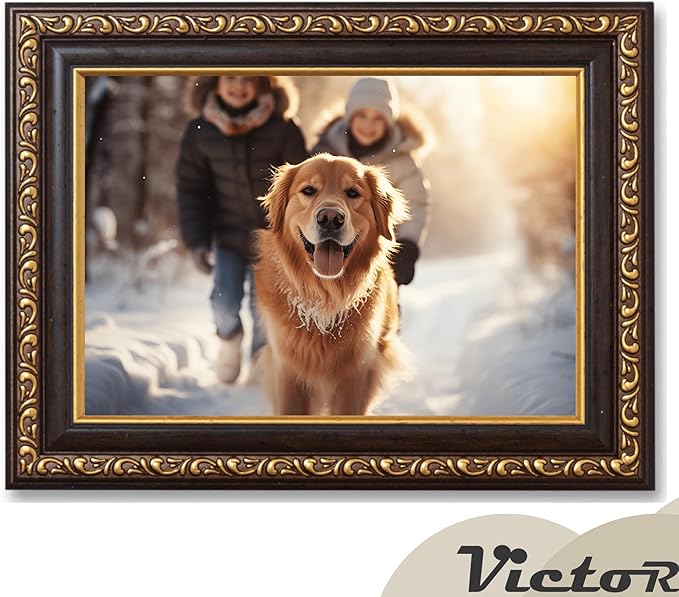 VictoR Picture Frame Chagall 4x6 Black Gold - Vintage Picture Frames with Shutterproof Acrylic Glass - 4 x 6 Photo Frame - Black Picture Frames - Antique